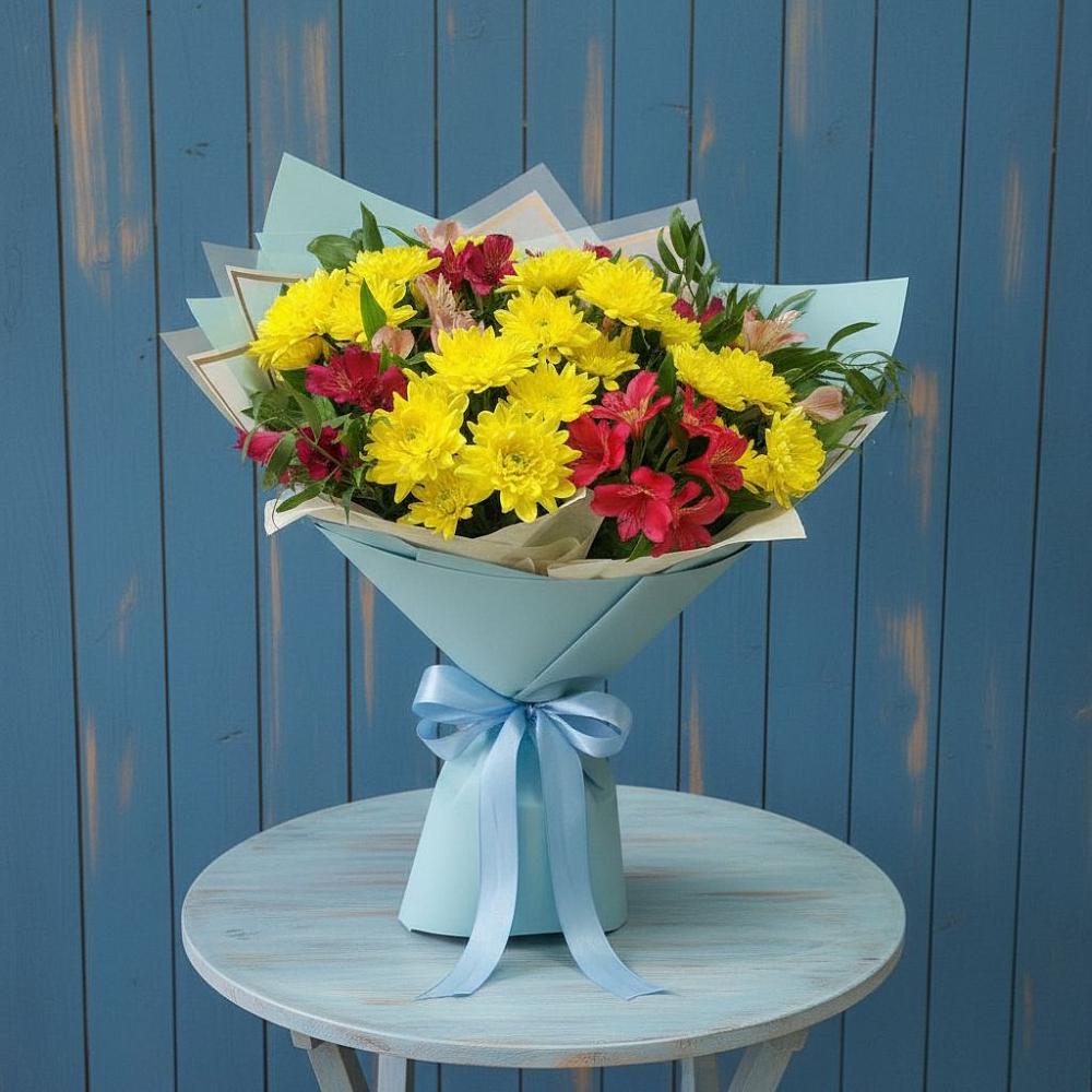 Букет цветов из: Альстромерии и Хризантемы в Тайтурке