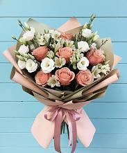 Букет цветов из:  Розы, Альстромерии и Лизиантусы в Тайтурке