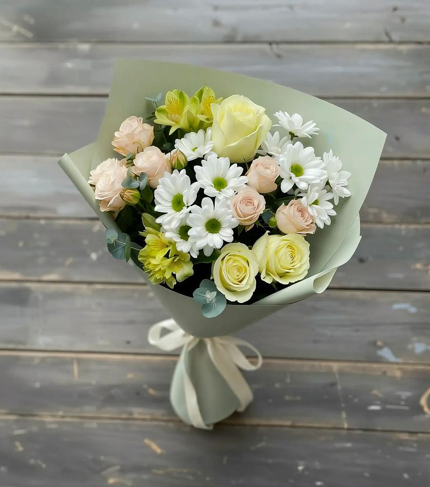 Букет цветов из: Альстромерии, Розы и Хризантемы в Тайтурке
