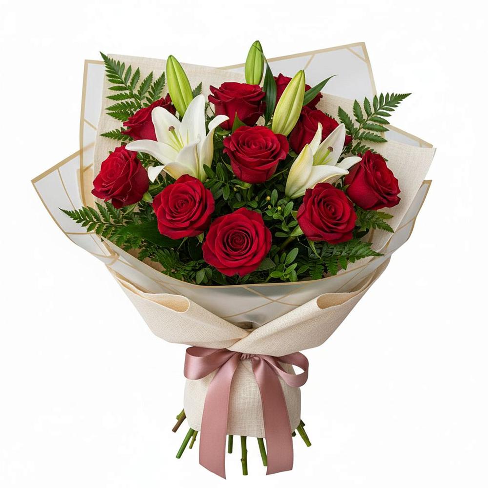 Букет цветов из: Лилии и Розы в Тайтурке