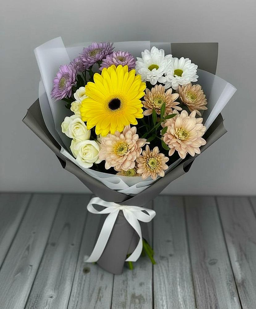 Букет цветов из: Розы, Герберы и Хризантемы в Тайтурке