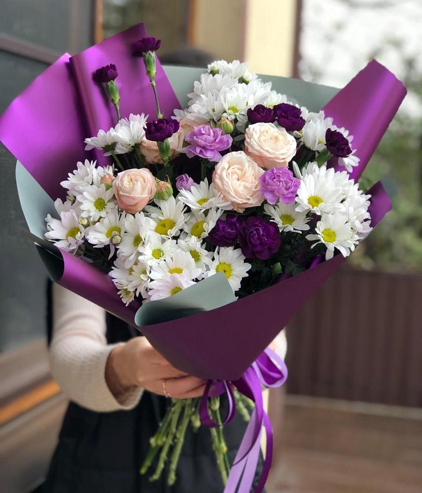 Букет цветов из: Хризантемы, Гвоздики и Розы в Тайтурке