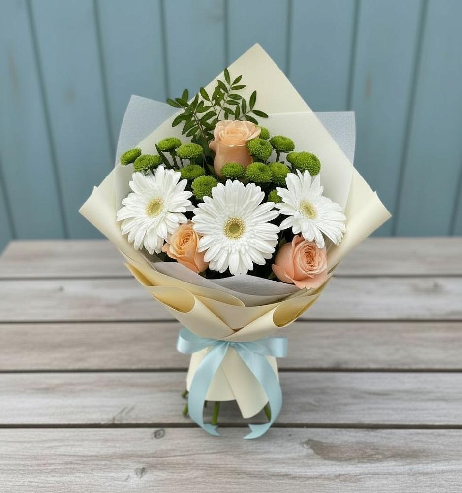 Букет цветов из: Герберы, Розы и Хризантемы в Тайтурке
