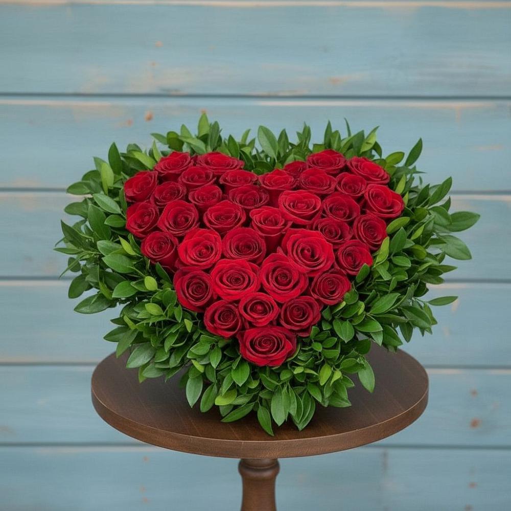 Цветочная композиция из Розы в виде сердца в Тайтурке