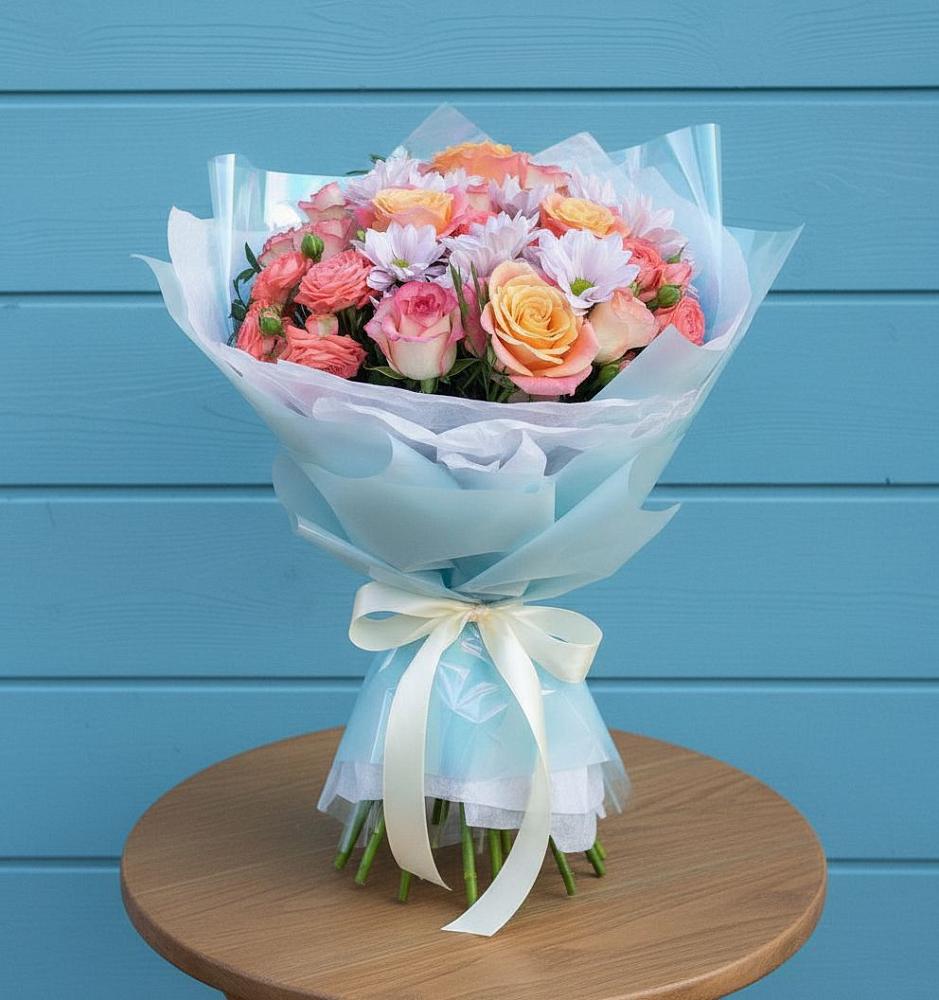 Букет цветов из: Хризантемы и Розы в Тайтурке