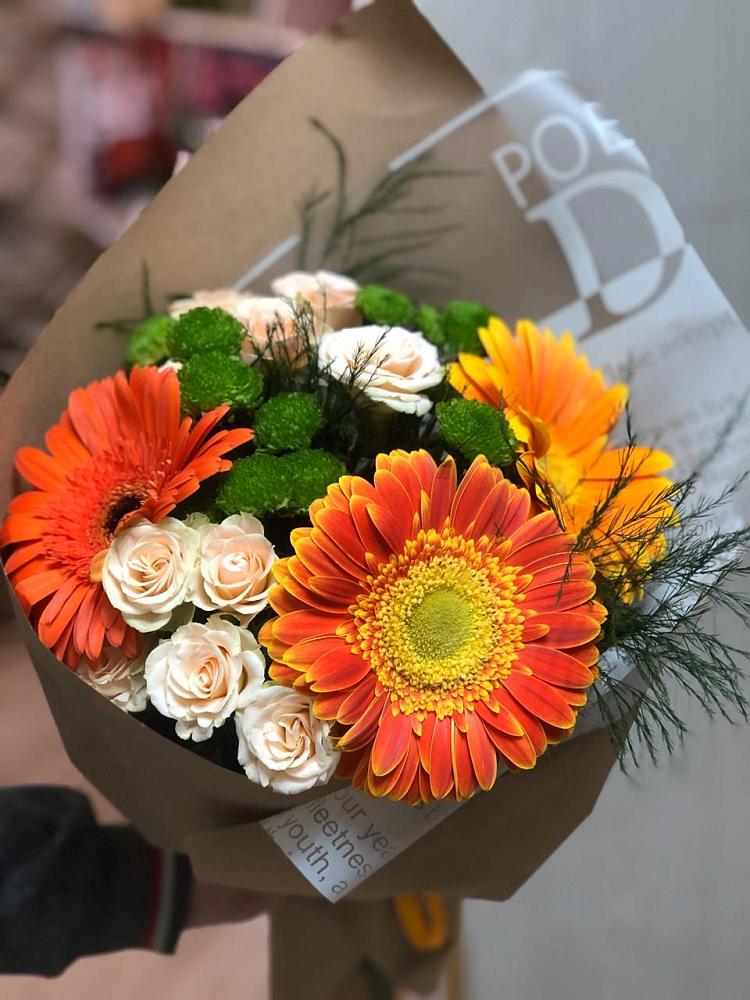 Букет цветов из: Герберы, Хризантемы и Розы в Тайтурке